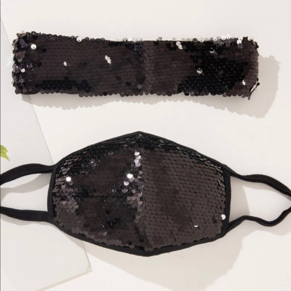 Sequin face Mask cover & Head /Hair Band ♠️